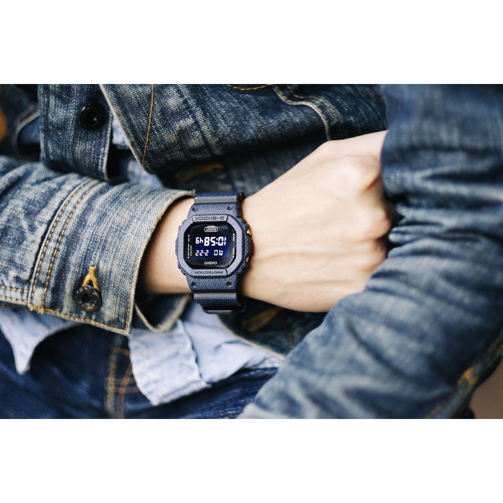 Đồng hồ Nam nữ Casio G-Shock Nam DW-5600 - Họa tiết vải jean năng động cá tính
