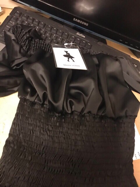 (Sẵn) Váy trễ vai dài tay tiểu thư / Đầm body bèo tầng ( có ảnh thật ) | BigBuy360 - bigbuy360.vn