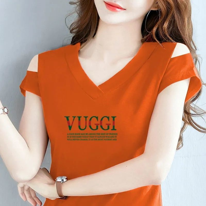 Áo thun cotton ngắn tay cổ chữ V plus size cho phụ nữ trung niên