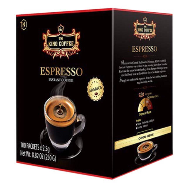 Cà phê hòa tan KING COFFEE Espresso (Hộp 100 gói)