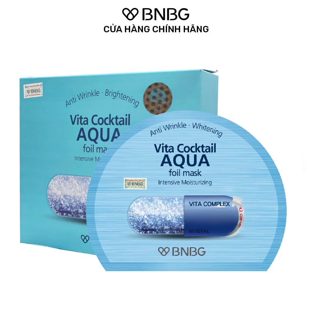 Combo 10 mặt nạ cấp ẩm cho da BNBG Vita Cocktail Aqua Foil Mask 30mlx10