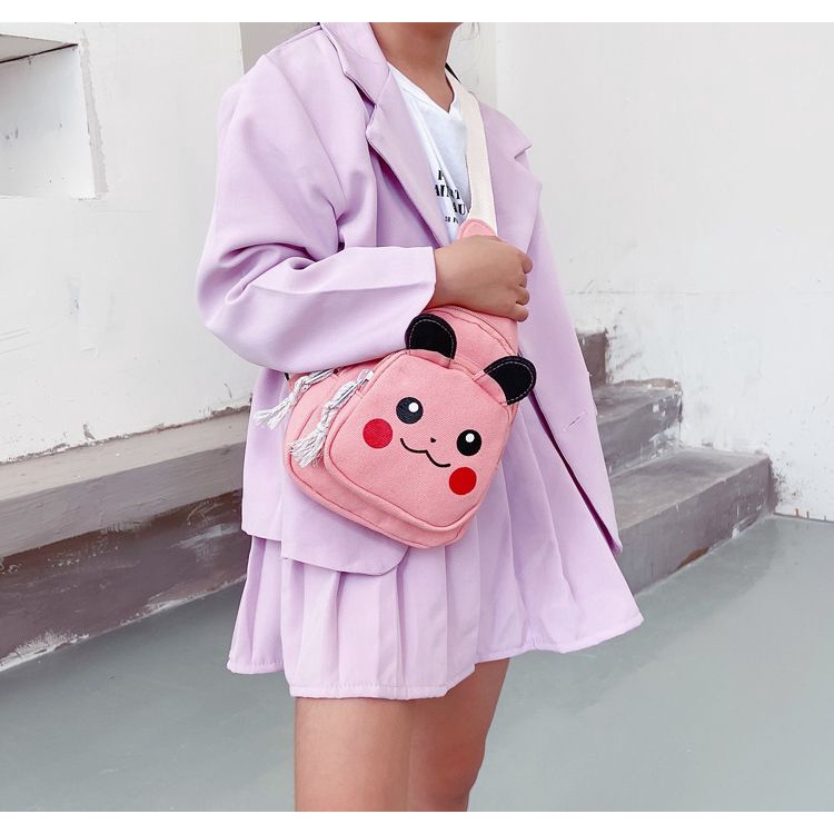 Pokemon Kids Bags Side Backpack Crossbody Bag Cute Pikachu Waist Bag Korean Fashion Kids Crossbody Bag Girls Baby Leisure Canvas Bag Chest Bag Backpack Mini Bag