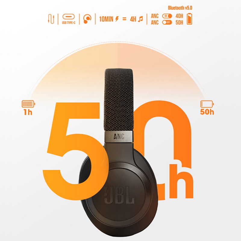 Tai Nghe Chụp Tai Bluetooth Không Dây JBL Live 660NC / JBL T450 Đầu Cắm 3.5MM Có Thể Điều Chỉnh Âm Thanh Siêu Trầm