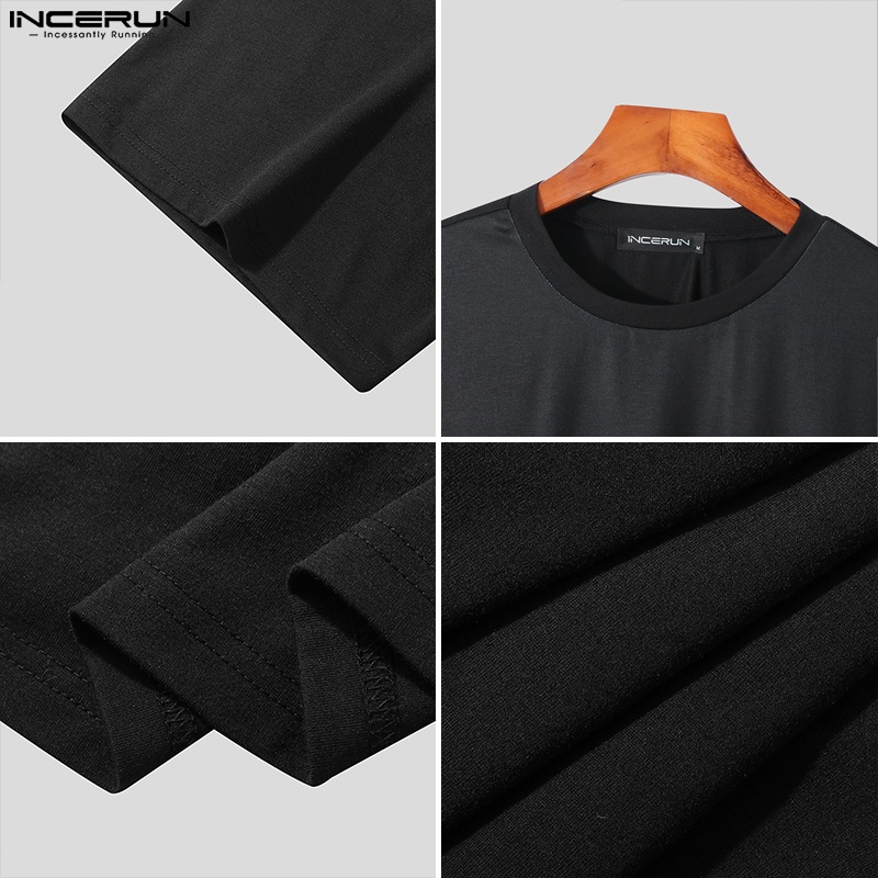 Áo thun INCERUN tay ngắn in họa tiết hoa phối lưới thời trang dành cho nam