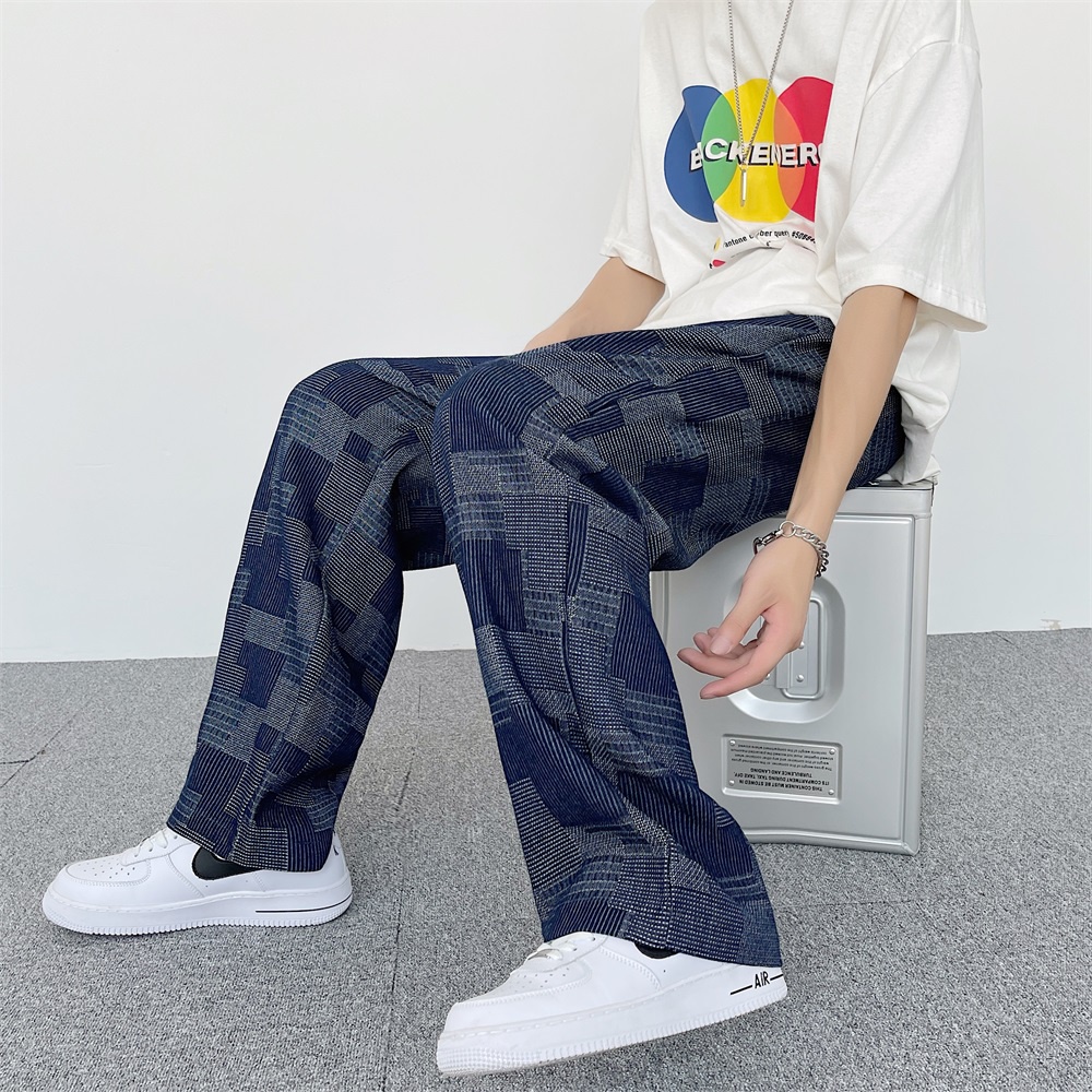 Quần ống rộng họa tiết sọc caro phong cách hip hop Hàn quốc