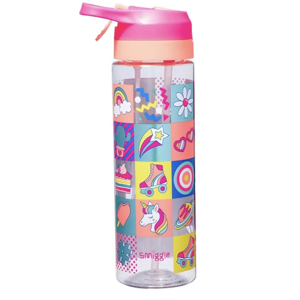 Bình Nước Nhựa Trong Suốt Dung Tích 650Ml Có Ống Hút Tiện Dụng Cho Nam Và Nữ