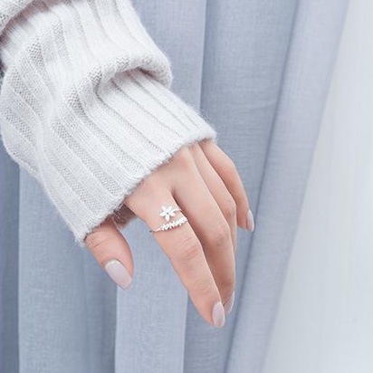 Nhẫn Hở Mạ Bạc Hình Hoa Nhỏ Xinh Thời Trang Hàn Quốc Cho Nữ