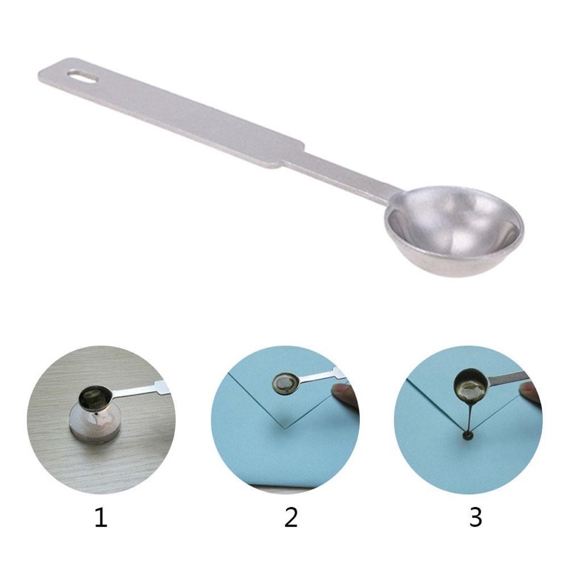 DANISHOP97 sáp wax con dấu, muỗng thìa thép inox múc đổ khuôn, tay cầm gỗ đóng dấu mộc 100 viên