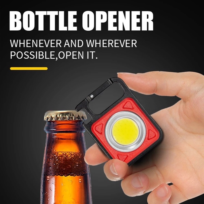 [Featured]Multifunctional Portable Mini LED Keychain USB Rechargeable COB Work Light Outdoor Camping Pocket Emergency Flashlight