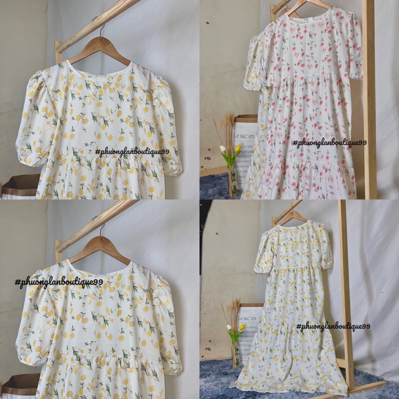 Váy hoa nhí 🌸 Đầm dài maxi tay lỡ hoạ tiết hoa nhỏ phong cách Hàn Quốc dành cho nữ PHULA | BigBuy360 - bigbuy360.vn