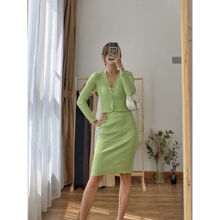 Set váy len hai dây và áo cardigan khoác - Anna Set