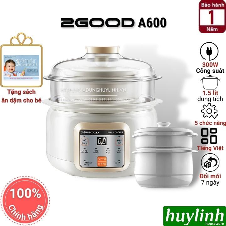 Nồi hầm chậm, chưng yến, nấu cách thuỷ 2Good A600 - 1.5 lít - 2 tầng