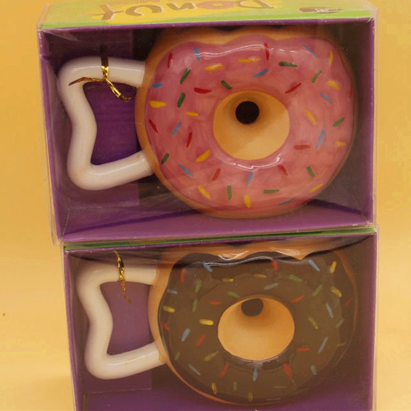Aoto Cốc Sứ Hình Bánh Donut Miệng To Nghệ Thuật Trang Trí Bàn Ăn Phòng Khách Tại Nhà