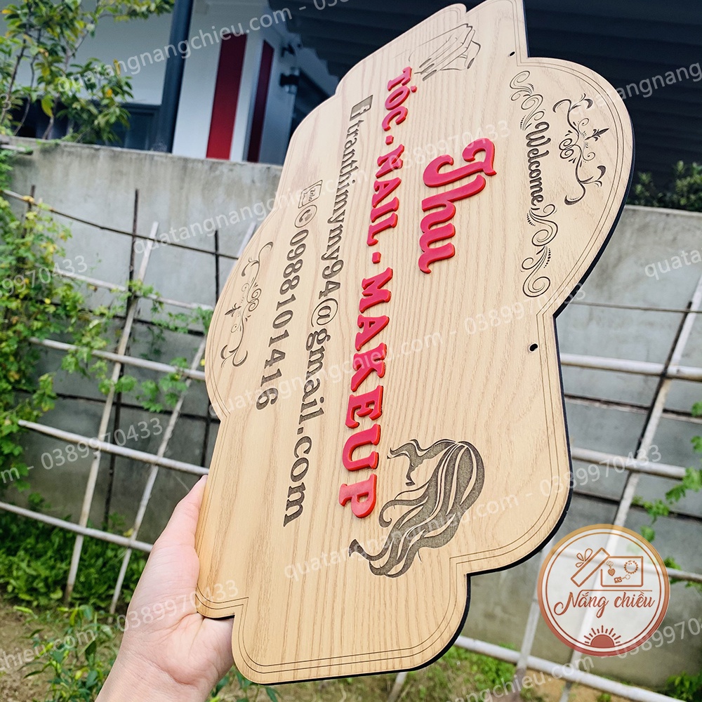 Biển gỗ trang trí SPA size 27x47cm - Khắc thông tin shop bằng laser rõ nét - Thiết kế theo yêu cầu