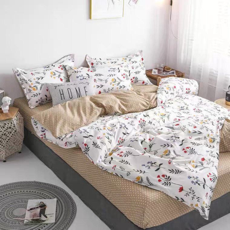 Bộ chăn ga gối cotton poly Lidaco decor phòng ngủ vintage - Hoa mùa hạ ( SP000801 )