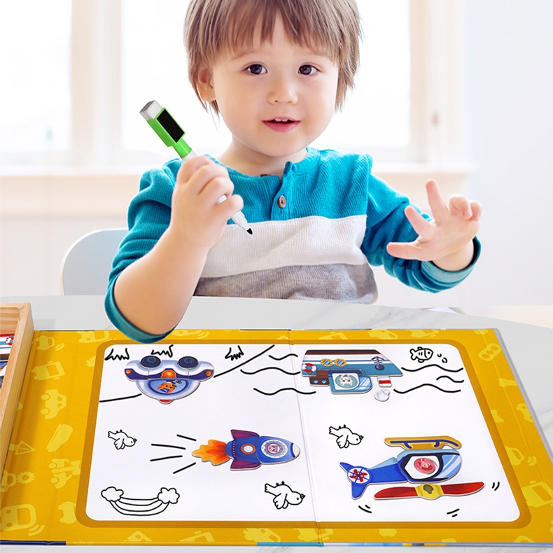 Bộ Ghép Hình Nam Châm Bằng Gỗ Chủ Đề Phương Tiện Giao Thông