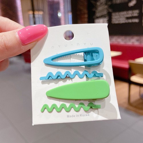 Set 4 Kẹp Tóc Gợn Sóng Nhiều Màu Xinh Xắn Phong Cách Hàn Quốc