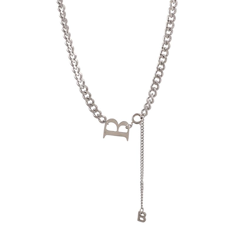vòng cổ Thép Không Gỉ Mặt Chữ B Phong Cách Hip Hop