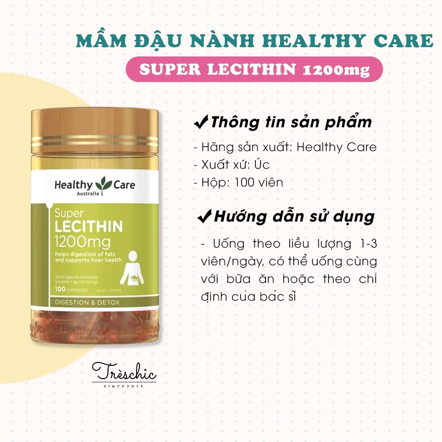 Viên Uống Mầm Đậu Nành Healthy Care Lecithin 100 Viên
