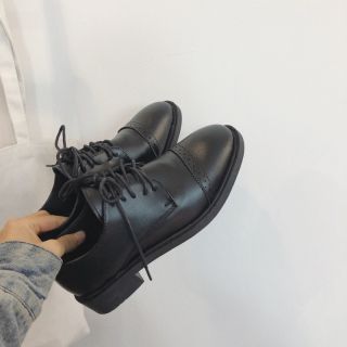 [E'mer Order 💎] T14 Giày Da Nữ Buộc Dây Mũi Tròn Độc Lạ Nhất