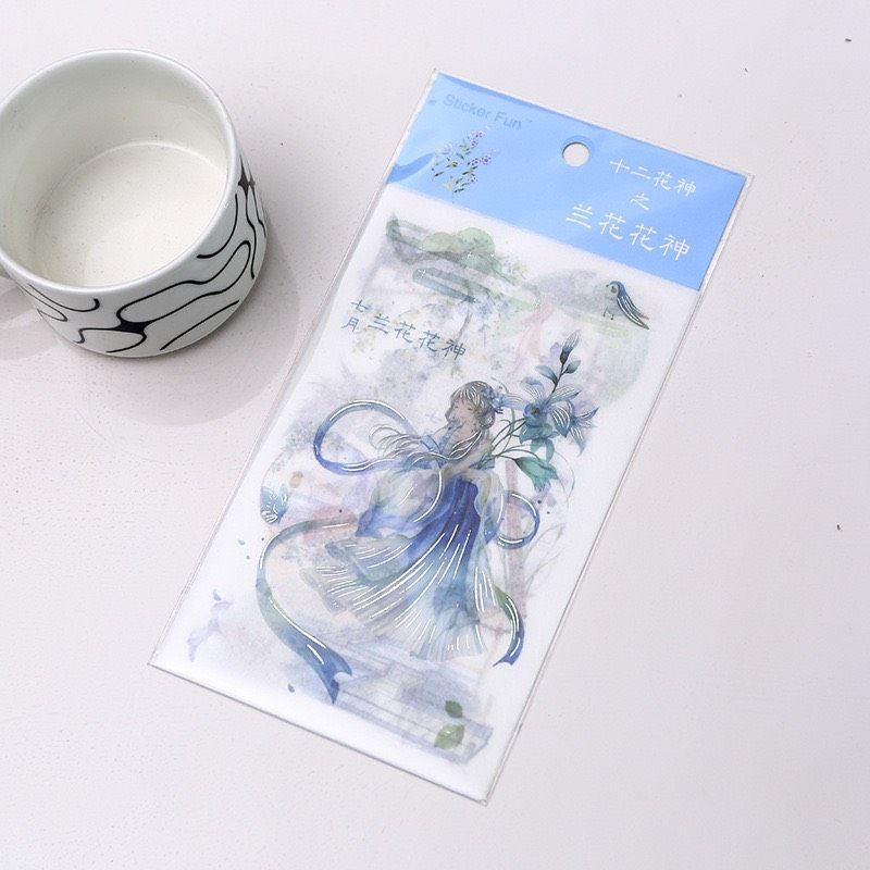 Set 4 tấm sticker cổ trang ánh kim cắt sẵn bukao