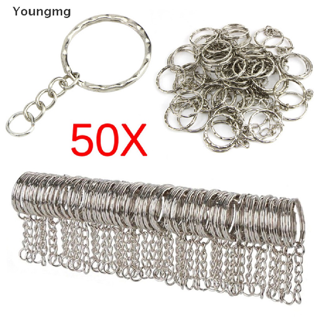 Set 50 móc khoen tròn 25mm có thể tách dạng ngắn dành cho tự làm móc gắn chìa khóa