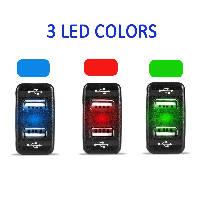 Củ Sạc Điện Thoại 12-24V Cổng USB Kép Có Đèn LED Cho Xe Hơi Toyota 2.1A