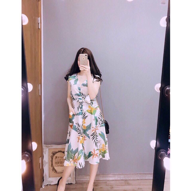 Váy hoa đũi lụa cao cấp