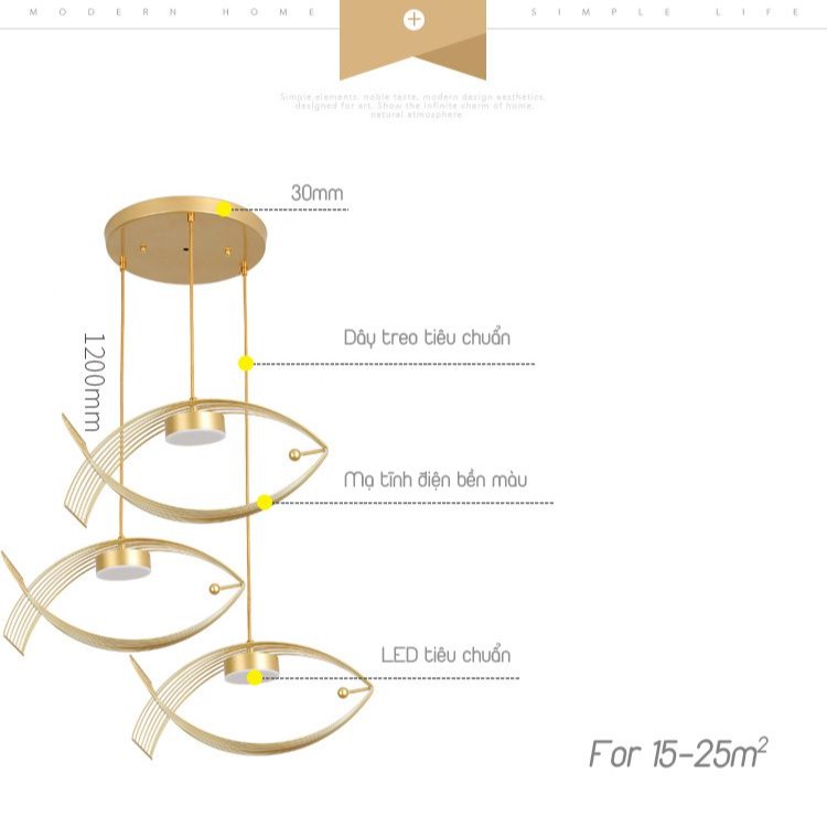 Đèn thả trần trang trí cá vàng hiện đại ấn tượng 6546