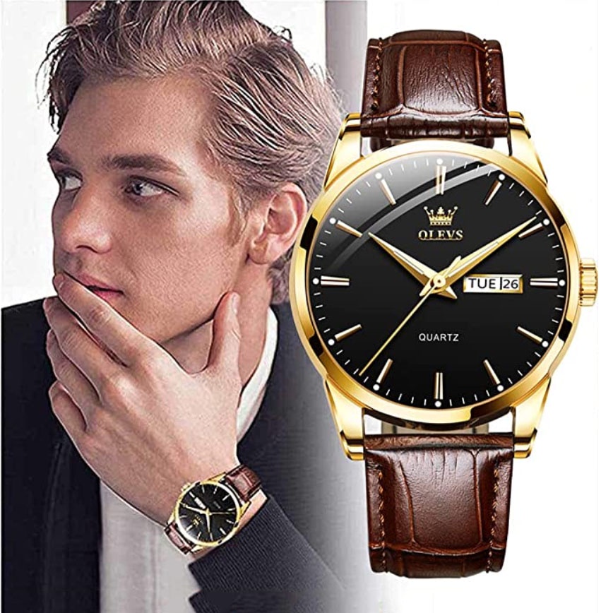 Đồng hồ nam, chính hãng OLEVS,dây da bò cao cấp, mặt kính chống chầy xước, chống nước tốt, phong cách nam sinh Hàn Quốc
