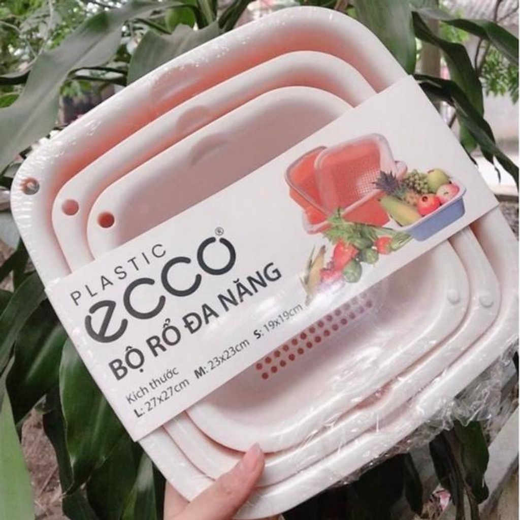 Thau rổ Ecoco Bộ rổ nhựa vuông 6 món Việt Nhật dày đẹp