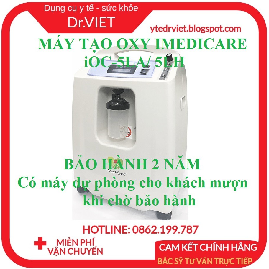 MÁY TẠO OXY IMEDICARE iOC-5LA/ 5LH cho người già, người khó thở, thể trạng yếu, bệnh suy tim, thiếu máu não, suy thận