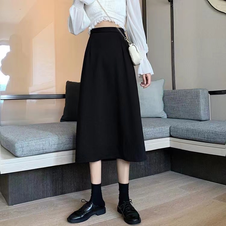 Chân Váy Dài Dáng Chữ A Lưng Cao Màu Trơn Phong Cách Hàn Quốc size S-4XL