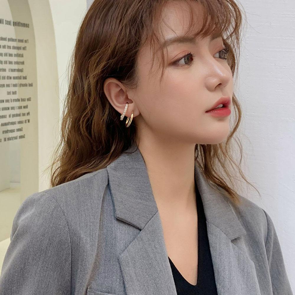 MXGOODS Khuyên Tai Dạng Hạt Hai Vòng Màu Đơn Giản Thời Trang