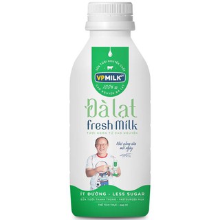 10 chai Sữa tươi thanh trùng VPMilk Đà Lạt Fresh Milk - Ít Đường  dành cho mọi lứa tuổi (200ml và 400ml)