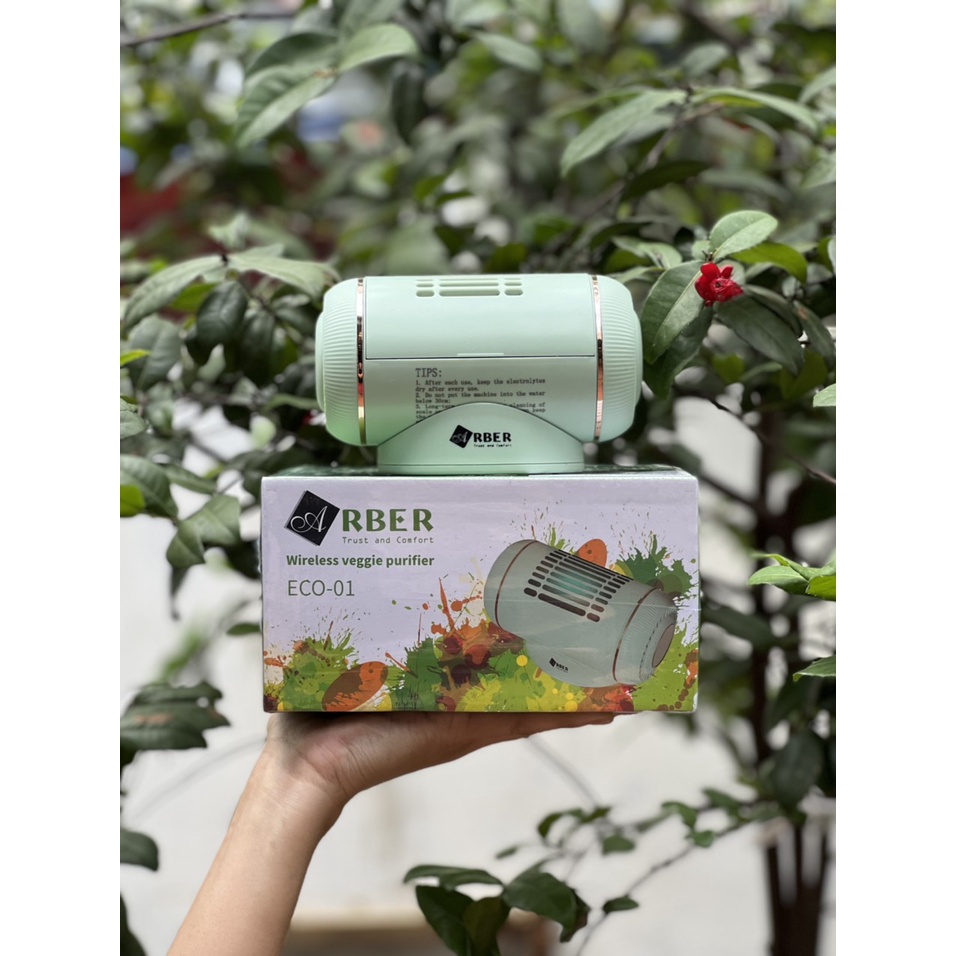 Máy khử trùng, tiệt trùng hoa quả Arber ECO-01 loại bỏ chất bảo quản, máy rửa rau tự động không dây sử dụng cho gia đình