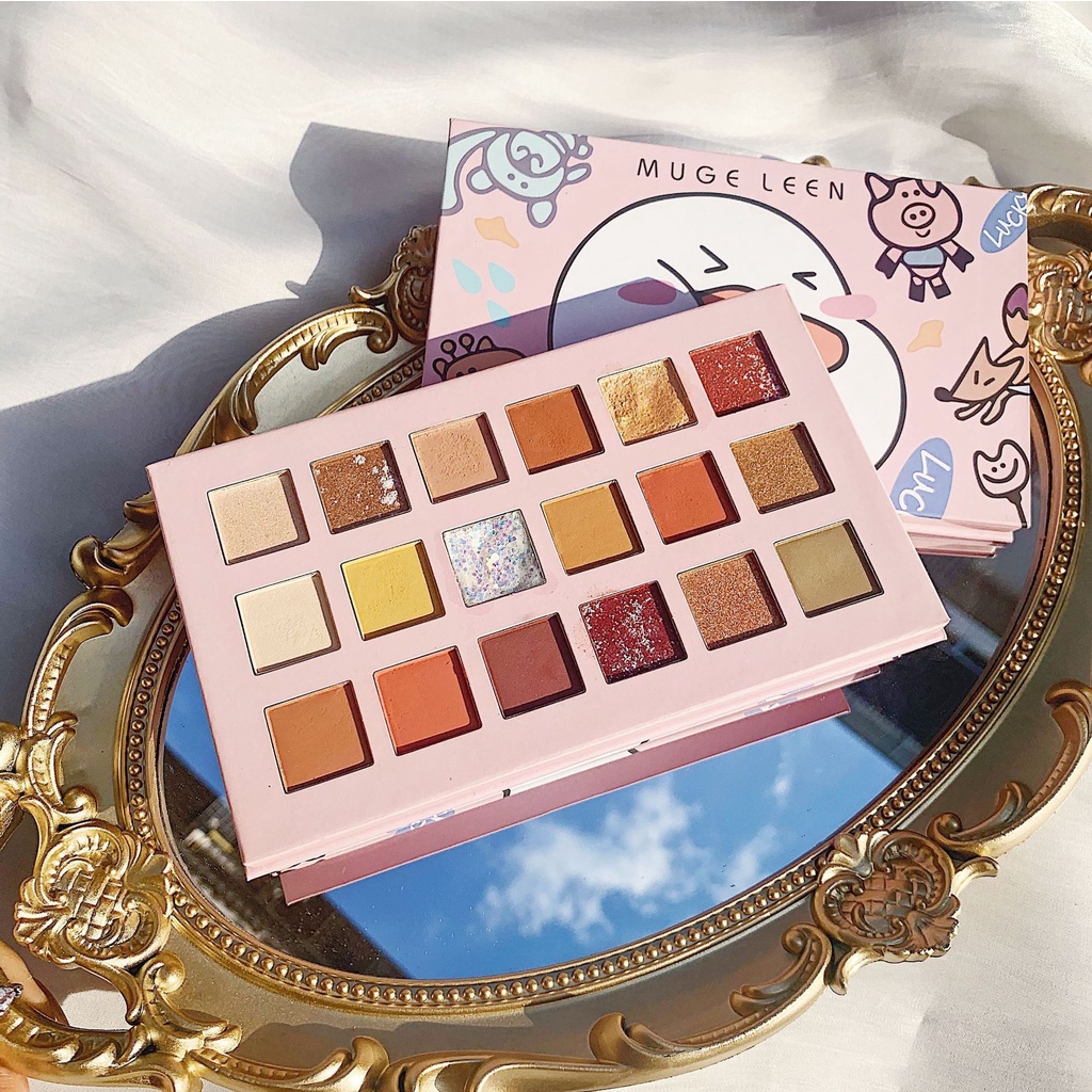 [Hàng mới về] Bảng phấn mắt Muge leen 18 màu tông lì và ánh ngọc trai đẹp mắt chống thấm nước