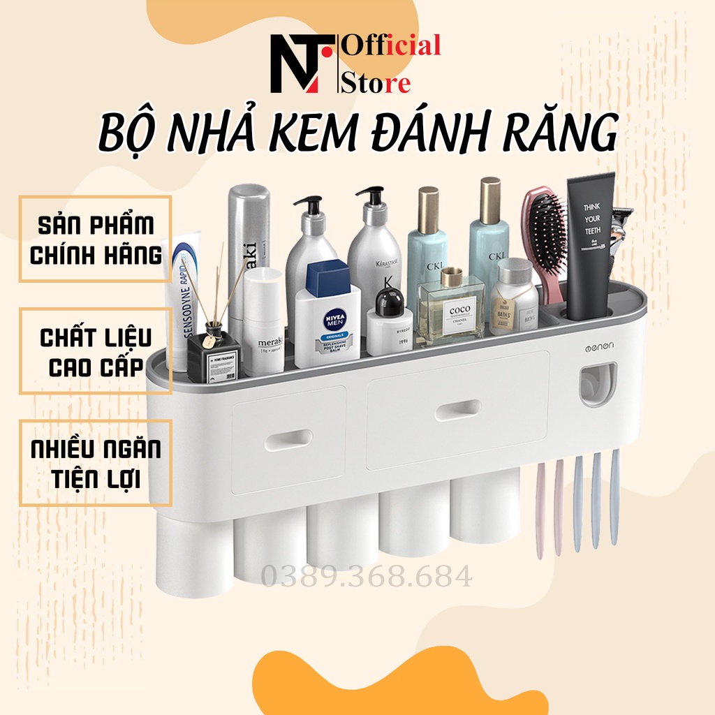 Bộ Nhả Kem Đánh Răng Tự Động, Kệ Để Đồ Phòng Tắm Cao Cấp - NT Store