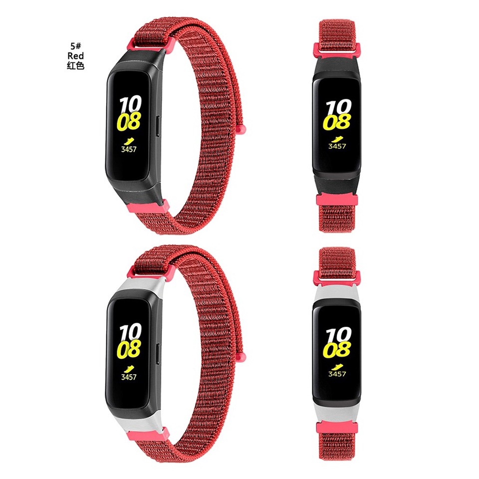 Dây Đồng Hồ Thể Thao Bằng Nylon Mềm + Ốp Bảo Vệ Họa Tiết Sọc Cho Samsung Galaxy Fit Sm-R370