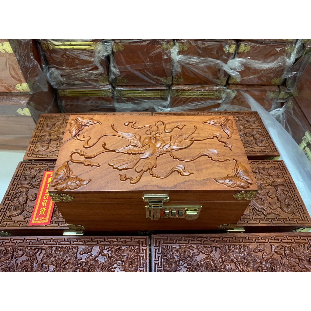 Hộp Đựng Tiên,Trang Sức,Con Dấu, Tài Liệu, Hầu Đồng Gỗ Hương - Bảo Hành 10 Năm