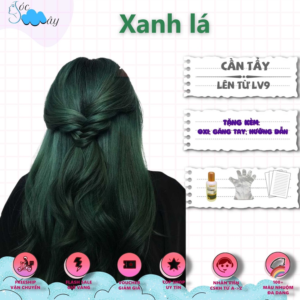Thuốc nhuộm tóc Xanh lá + tặng kèm trợ nhuộm