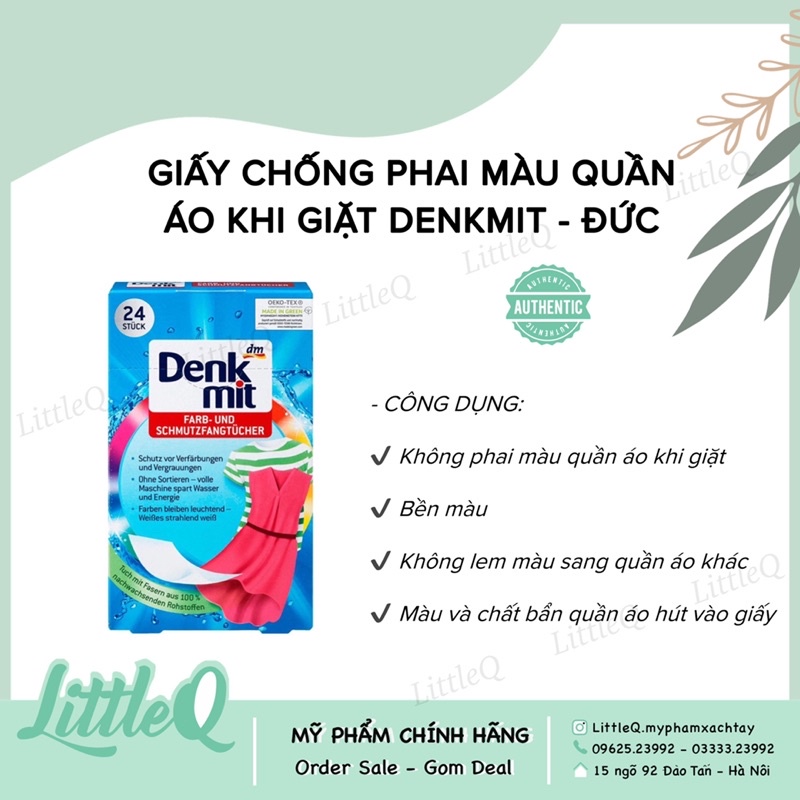 GIẤY HÚT MÀU VÀ CHỐNG PHAI MÀU QUẦN ÁO DENKMIT ĐỨC- HỘP 24 TỜ