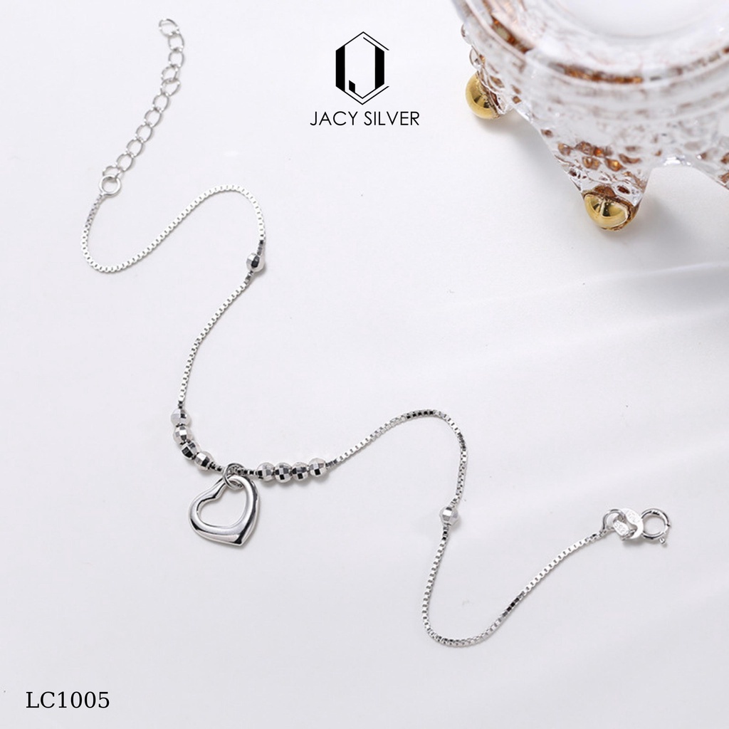 Lắc Chân Bạc 925 Hình Trái Tim, Vòng Chân Bạc Ý Cho Nữ Jacy Silver LC1005