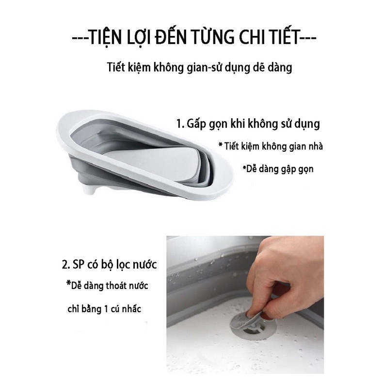 Thớt gấp gọn và rổ rửa rau củ 2 trong 1 chất liệu nhựa dẻo tái chế