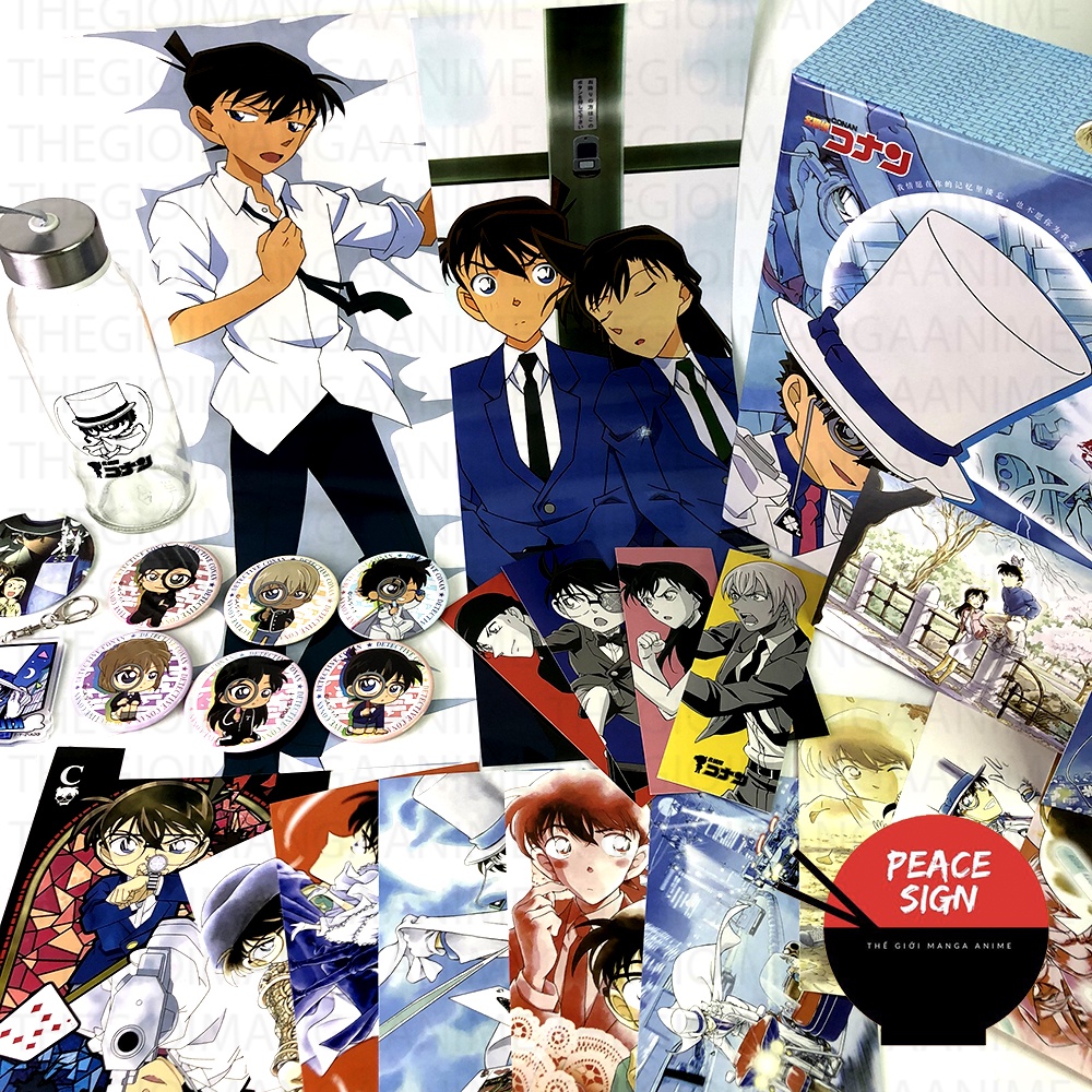(200) Hộp quà tặng to DETECTIVE CONAN KAITO KID Thám Tử Lừng Danh ảnh dán vòng tay ảnh thẻ postcard anime chibi
