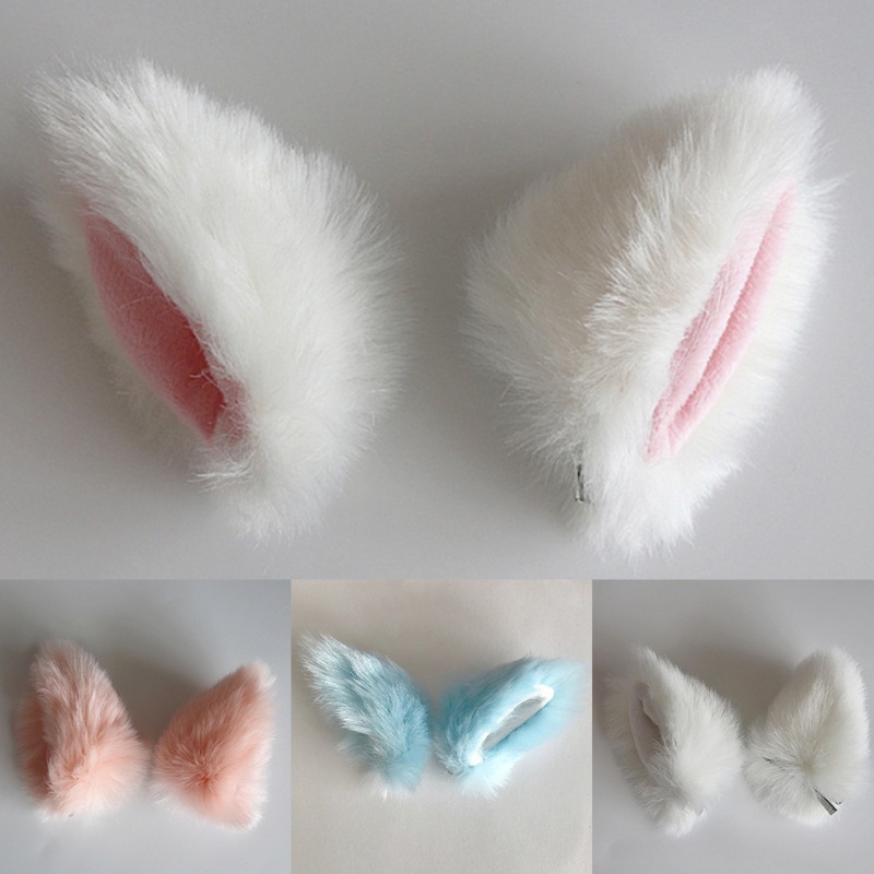 Kẹp Tóc Tai Mèo Phối Lông Nhân Tạo Phong Cách Lolita