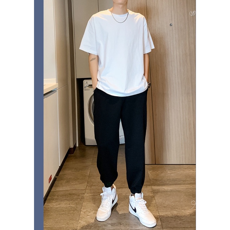 40-100kg Quần jogger ống rộng có bo simple ulzzang bigsize thời trang unisex