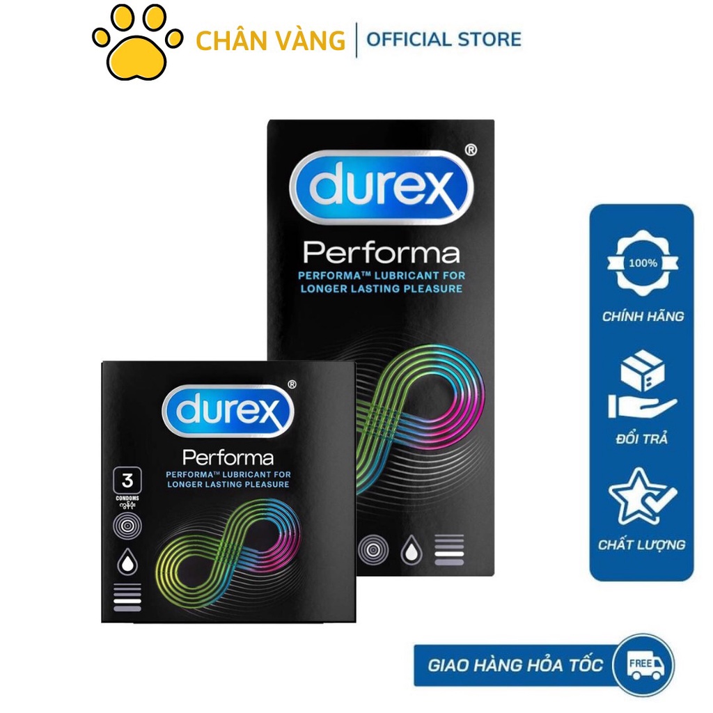 Combo 1 cặp bao cao su Durex Performa và Invisible, bcs chính hãng siêu mỏng