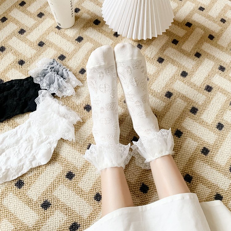 Tất lolita trắng phối ren phong cách tiểu thư, nữ tính - T081 Mian Store