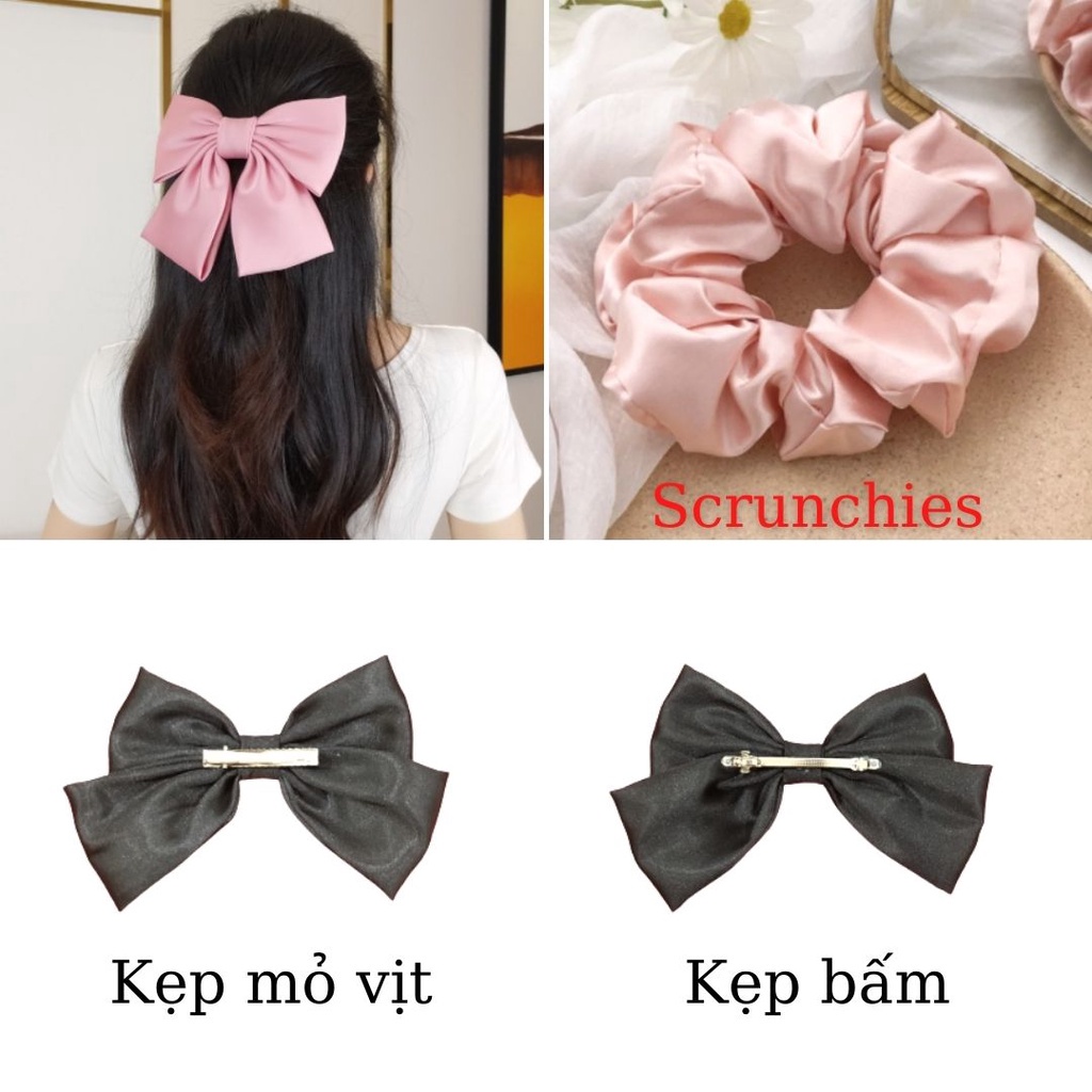 Kẹp Tóc Đính Nơ Màu Tím Tiệm Thêu Việt